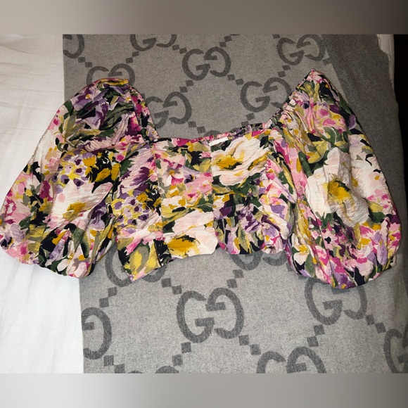 H&M pretty floral cropped blouse, size M - Picture 7 of 8